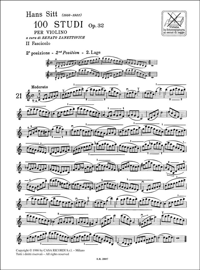 100 Studi Op. 32 per Violino - Volume 2 - 20 Studi In Seconda,Terza, Quarta, Quinta Posizione - pro housle